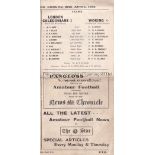 LONDON CALEDONIANS V WOKING 1933 Programme for the Isthmian League match at Tufnell Park 29/4/