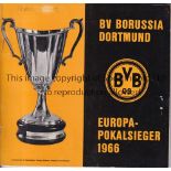 1966 ECWC FINAL Borussia Dortmund v Liverpool played 5/5/1966 at Hampden Park, Glasgow. Rare 68-page