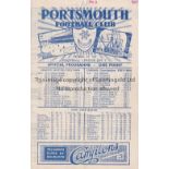 PORTSMOUTH Programme for the home FL South match v Arsenal 1/12/1945, very slightly creased, small