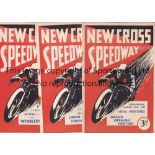 NEW CROSS SPEEDWAY Four home programmes v. Wembley 24/8/1938, Wimbledon 1/6/1938, Grand Opening