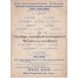 R.A.F. FOOTBALL CUP FINAL AT READING Single sheet programme for Technical Training Command v