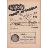 ARSENAL Programme for the away Friendly v. Udvalgt Hold in Copenhagen, Denmark 26/5/1939. Two