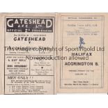 ACCRINGTON Two Accrington Stanley away programmes at Halifax Town 1947/48 and Gateshead 1948/49 (