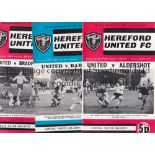 HEREFORD UNITED 1972/3 Complete set of 33 home programmes for their first League season, 23