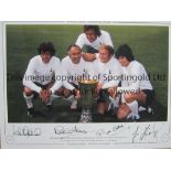 AUTOGRAPHED TOTTENHAM 1972 Limited edition 16" x 12" print of England, Gilzean, Chivers, Coates