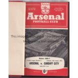 ARSENAL A hardback bound volume of home first team programmes for season 1956/7, red colour