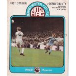 SEX PISTOLS Programme for Manchester City v Derby County 4/12/1976 which includes an advert for