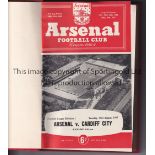 ARSENAL A hardback bound volume of home first team programmes for season 1955/6, red colour