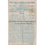 1944 FL NORTH WAR CUP FINAL Aston Villa v Blackpool 6/5/1944 at Villa Park, heavily folded and