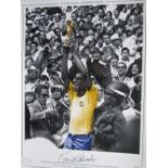 AUTOGRAPHED CARLOS ALBERTO 1970 Limited edition 16" x 12" print of the Brazilian captain holding