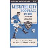 PARTICK THISTLE AUTOGRAPHS 1962 Programme for the away Friendly v. Leicester City signed on the