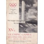 OLYMPICS 1952 Official 1952 Helsinki Olympic Games Athletics programme. Some light foxing. Fair to