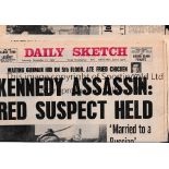 1963 KENNEDY ASSASSINATION Seven newspapers relating to the event, Daily Mail and Daily Sketch 23/