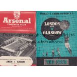 ARSENAL Two programmes for London v Glasgow Boys matches played at Highbury 29/11/1947 and 14/5/