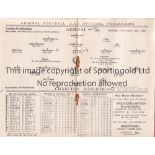 ARSENAL V CHARLTON ATHLETIC 1935 Programme for the Combination match at Arsenal 16/11/1935,