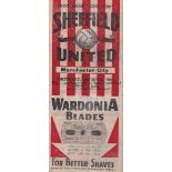 SHEFFIELD UNITED Gatefold home programme v Manchester City 20/4/1946. Score, scorers. Fair to