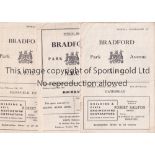 BRADFORD PARK AVENUE Four home programmes from the 1950's. V Gateshead 17/11/51, v Mansfield 9/2/52,