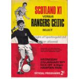 GEORGE BEST Programme for Scotland XI v Rangers / Celtic Select 27/1/1971 in which Best appeared