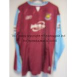 DANNY GABBIDON PLAYER ISSUE WEST HAM UNITED SHIRT A long sleeve claret with blue sleeve shirt used