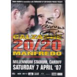 JOE CALZAGHE AUTOGRAPH Programme for Calzaghe v Manfredo 7/4/2007 at the Millennium Stadium, Cardiff