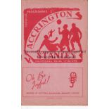 ACCRINGTON STANLEY V GRIMSBY TOWN 1952 Programme for the League match at Accrington 26/1/1952.
