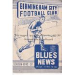 BIRMINGHAM CITY V ARSENAL 1950 Programme for the League match at Birmingham 4/2/1950, very