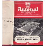 ARSENAL A hardback bound volume of home first team programmes for season 1954/5, red colour
