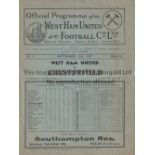 WEST HAM Home programme v Chesterfield 13/9/1937. Horizontal fold. No writing. Fair to generally