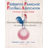 FRANCE V ENGLAND 1938 Programme for the International played in Colombes, Paris 26/5/1938.