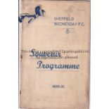 SHEFFIELD WEDNESDAY V ARSENAL 1929 Special issue programme for the League match at Sheffield 7/9/