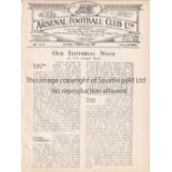 ARSENAL Programme for the home Combination match v. Brentford 28/2/1925, ex-binder. Generally good
