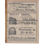 EVERTON V NOTTS. COUNTY / LIVERPOOL RES. V OLDHAM ATH. RES. 1905 Joint issue programme 14/10/1905,