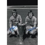 AUTOGRAPHED ARNOLD MUHREN & FRANZ THIJSSEN 1981 Photo 12" x 8" of Ipswich Town's Dutch duo posing