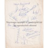 QUEEN'S PARK RANGERS 1970'S AUTOGRAPHS A plain white sheet signed by 12 players including Dave