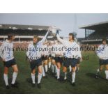 AUTOGRAPHED DERBY COUNTY 1975 Photo 16" x 12" of Thomas, Boulton, Davies and Newton parading the