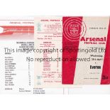 ARSENAL Seven home programmes for Youth Cup matches v. Everton 64/5 Final with punched holes,