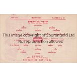 MANCHESTER UNITED Single sheet home programme v Burnley 11/5/1946 Lancs. Cup Final, slight