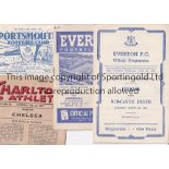 1940'S FOOTBALL PROGRAMMES Eight programmes: Everton v Newcastle Utd. 2/3/1946 punched holes and