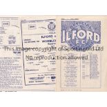 ILFORD FC V WIMBLEDON Three programmes for matches at Ilford: 6/11/1948 and 15/9/1962 horizontal