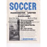 MANCHESTER UNITED Programme for the away Friendly v. Auckland 28/5/1967, slightly creased. Generally