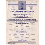 TOTTENHAM HOTSPUR Single sheet programme for the home ECL match at Tottenham 30/1/1960, scores