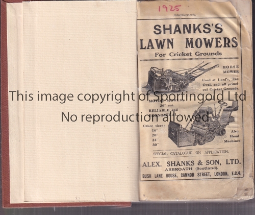 WISDEN Brown Rebind without original front cover John Wisden's Cricketers' Almanack 1925.