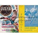 ENGLAND Two Sweden v England 1956 and 1965 (some annotations). Generally good