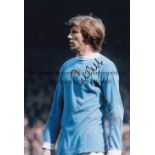 AUTOGRAPHED COLIN BELL 1970'S Photo 12" x 8" of Bell in full length action against Scotland at