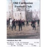 ARSENAL Programme for the away friendly v. Old Carthusian F.C. in 2006, 125 Anniversary of Old