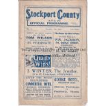 STOCKPORT COUNTY V BLACKPOOL 1913 Programme for the League match at Stockport 13/12/1913, believed