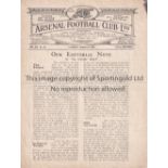 ARSENAL Programme for the home League match v. Liverpool 1/3/1924, horizontal fold and very slightly
