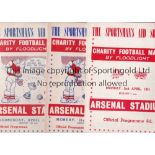 ARSENAL Six Sportsman's Aid Society matches played at Highbury 1950/1, 1951/2 team changes, 1952/3