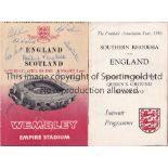 ENGLAND A collection of 7 England programmes plus a dinner menu at the Cafe Royal to salute Sir
