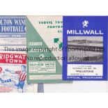 LEAGUE V NON-LEAGUE IN THE FA CUP Ten programmes inc. Millwall v Wealdstone 65/6, Yeovil v